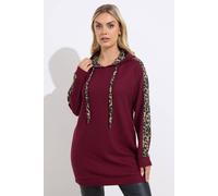 Yours Curve Red Leopard Print Trim Hoodie - Women's - Plus Size Curve