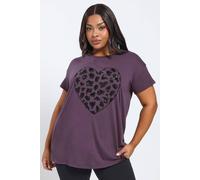 Yours Women's Leopard Sequin Embellished T-Shirt in Purple | Size: 20 Yours Purple 20