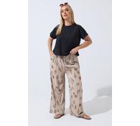 Yours Leopard Shell Wide Leg Trousers In Natural Natural