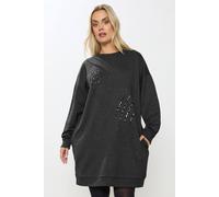 Yours Women's Leopard Slash Sweatshirt Dress in Grey | Size: 22-24 Yours Grey 22-24