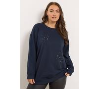 Yours Leopard Slash Sweatshirt In Mid Navy Mid Navy 16