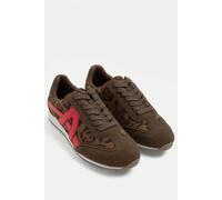 Yours Leopard Slim Sole Trainers In Wide E Fit In Dark Brown Dark Brown