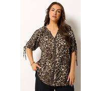 Yours Leopard Swirl Detail Blouse In Dark Brown Dark Brown