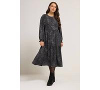 Yours Leopard Textured Maxi Dress In Grey Grey 26-28