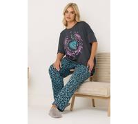 Yours Women's Leopard Wide Leg Pyjama Set | Size: 34-36 Yours Multicolor 34-36
