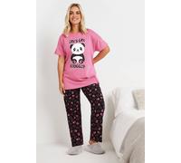 Yours Curve 'Let's Get Snuggly' Wide Leg Pyjama Set - Women's - Plus Size Curve Pink