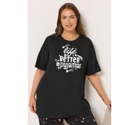 Yours 'life Is Better In Pyjamas' Pyjama Top In Black Black 34-36