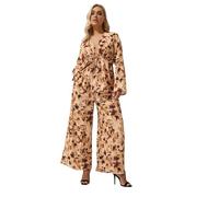 Yours Limited Collection Curve Abstract Animal Print Bow Tie Front Top - Women's - Plus Size Curve Brown