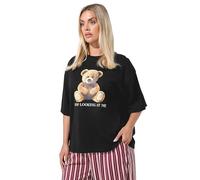 Yours Limited Collection Curve Black 'Stop Looking at Me' Teddy T-Shirt - Women's - Plus Size Curve