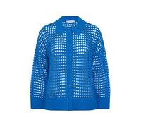 Yours Limited Collection Curve Blue Crochet Knit Long Sleeve Shirt - Women's - Plus Size Curve
