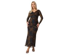 Yours Limited Collection Curve Blurred Floral Mesh Maxi Dress - Women's - Plus Size Curve Brown