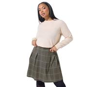 Yours Limited Collection Curve Brown Check Pleated Skirt - Women's - Plus Size Curve