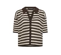 Yours Limited Collection Curve Brown Stripe Crochet Shirt - Women's - Plus Size Curve