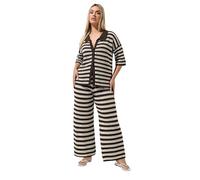 Yours Limited Collection Curve Brown Stripe Crochet Wide Leg Trousers - Women's - Plus Size Curve