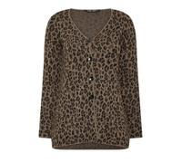 Yours Women's Leopard Flare Hem Cardigan Sweater in Dark Brown | Size: 18/20