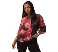 Yours Limited Collection Curve Butterfly Print Mesh Top - Women's - Plus Size Curve Black
