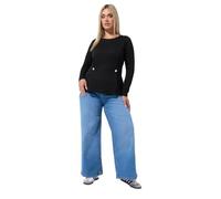 Yours Women's Button Waist Detail Top in Black | Size: 22/24