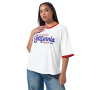 Yours Limited Collection Curve 'California' Varsity Ringer T-Shirt - Women's - Plus Size Curve White