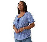 Yours Limited Collection Curve Cobalt Gingham Bow Tie Front Top - Women's - Plus Size Curve