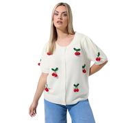Yours Women's 3D Cherry Knitted Cardigan in White | Size: 14-16 Yours White 14-16
