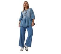Yours Limited Collection Curve Denim Bow Tie Front Peplum Top - Women's - Plus Size Curve