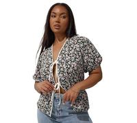Yours Limited Collection Curve Ditsy Floral Bow Tie Front Top - Women's - Plus Size Curve Black