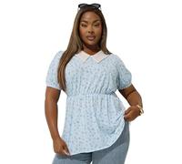 Yours Limited Collection Curve Ditsy Floral Collared Top - Women's - Plus Size Curve Blue