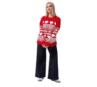 Yours Limited Collection Curve Fairisle Heart Knitted Jumper - Women's - Plus Size Curve Red
