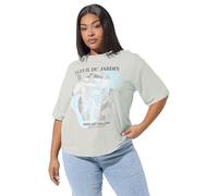 Yours Limited Collection Curve 'Fleur Du Jardin' Foil T-Shirt - Women's - Plus Size Curve Grey