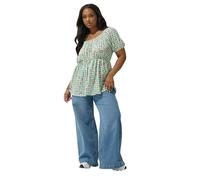 Yours Limited Collection Curve Floral Gingham Bardot Top - Women's - Plus Size Curve Green