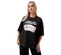 Yours Limited Collection Curve 'Fortune Favours Me' Slogan T-Shirt - Women's - Plus Size Curve Black