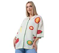 Yours Limited Collection Curve Fruit Crochet Knitted Shirt - Women's - Plus Size Curve Cream