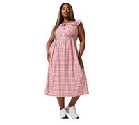 Gingham Bardot Frill Midaxi Dress Yours Red 20