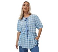 Yours Limited Collection Curve Gingham Bow Tie Front Top - Women's - Plus Size Curve Blue