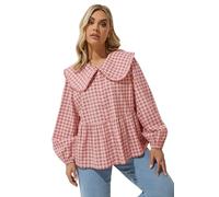 Yours Limited Collection Curve Gingham Oversized Collar Blouse - Women's - Plus Size Curve Pink
