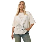 Yours Limited Collection Curve Graphic Western Lace Detail T-Shirt - Women's - Plus Size Curve Cream