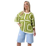 Yours Limited Collection Curve Green Abstract Crochet Boxy Top - Women's - Plus Size Curve