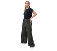 Yours Limited Collection Curve Green Leopard Side Stripe Wide Leg Trousers - Women's - Plus Size Curve