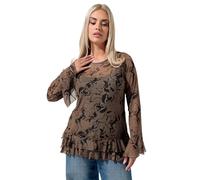 Yours Limited Collection Curve Horse Print Mesh Blouse - Women's - Plus Size Curve Brown