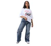 Yours Limited Collection Curve Indigo Denim Butterfly Embroidered Jeans - Women's - Plus Size Curve