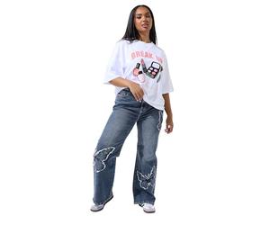 Yours Limited Collection Curve Indigo Denim Butterfly Embroidered Jeans - Women's - Plus Size Curve