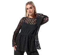 Yours Limited Collection Curve Lace Flare Sleeve Peplum Top - Women's - Plus Size Curve Black