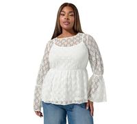 Yours Limited Collection Curve Lace Flare Sleeve Peplum Top - Women's - Plus Size Curve Cream