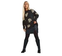 Yours Limited Collection Curve Leopard Print Heart Jumper - Women's - Plus Size Curve Black