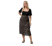 Yours Limited Collection Curve Leopard Print Mixed Dress - Women's - Plus Size Curve Brown
