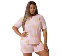 Yours Limited Collection Curve Matcha Short Pyjama Set - Women's - Plus Size Curve Pink