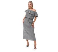 Yours Limited Collection Curve Metallic Frill Midi Dress - Women's - Plus Size Curve Silver