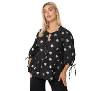 Yours Limited Collection Curve Metallic Heart Bow Tie Front Top - Women's - Plus Size Curve Black