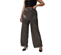 Yours Limited Collection Curve Metallic Plisse Trousers - Women's - Plus Size Curve Brown