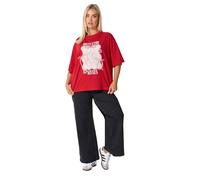 Yours Limited Collection Curve 'Mistletoe Kisses' Glitter Christmas T-Shirt - Women's - Plus Size Curve Red